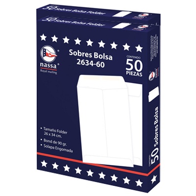 CIENTO DE SOBRES BOND BLANCO TAMAÑO OFICIO ANCHO NASSA