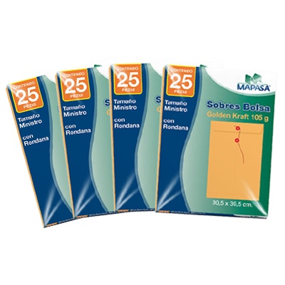 CIENTO DE SOBRES TAMAÑO LEGAL CON HILO MAPASA