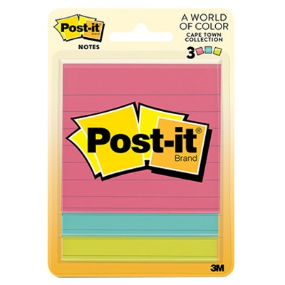 BLOCK DE NOTAS POST-IT JAIPUR RAYADAS CON 150 HOJAS DE 3" X 3" 3M