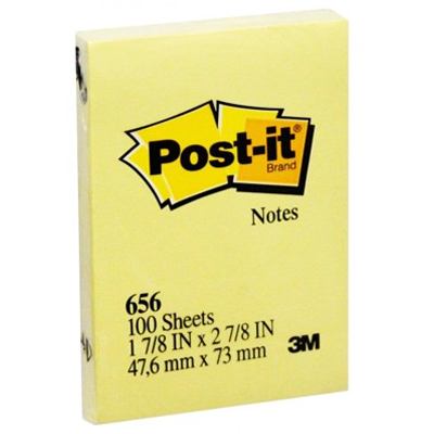 BLOCK DE NOTAS POST-IT AMARILLO CON 100 HOJAS DE 2'' X 3'' 3M