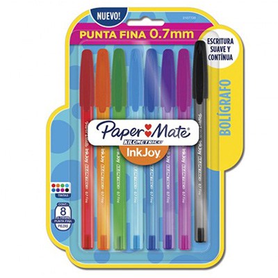 BOLIGRAFOS KILOMETRICO 100 CON 8 PIEZAS PAPER MATE
