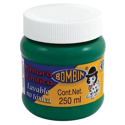 PINTURA VINILICA COLOR VERDE DE 250 ML BOMBIN