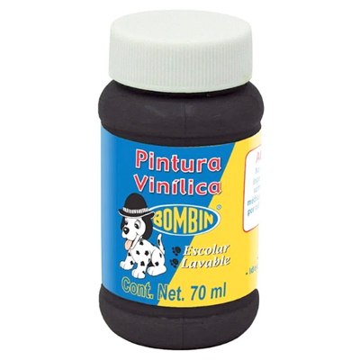 PINTURA VINILICA COLOR NEGRO DE 70 ML BOMBIN
