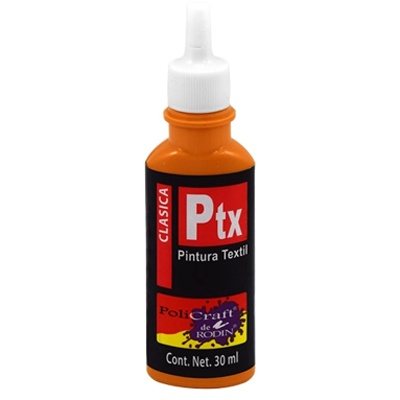 PINTURA TEXTIL CLASICA COLOR NARANJA 605 DE 30 ML RODIN