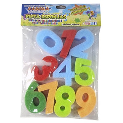 PINTA ESPONJAS NUMEROS CON 10 PIEZAS PASCUA