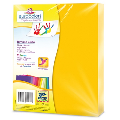 PAQUETE DE PAPEL TAMAÑO CARTA COLOR ORO CON 100 HOJAS EUROCOLOR
