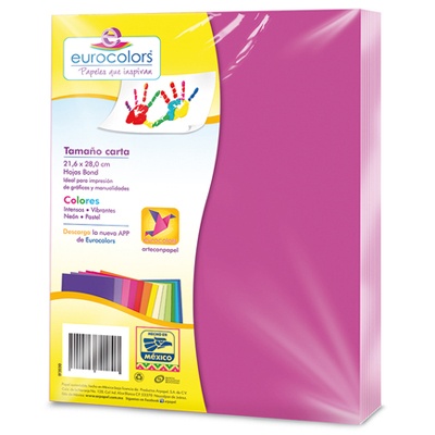 PAQUETE DE PAPEL TAMAÑO CARTA COLOR PURPURA CON 100 HOJAS EUROCOLOR