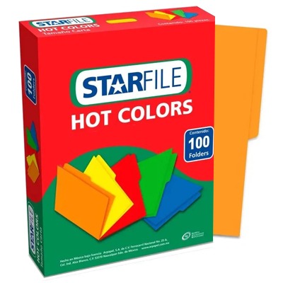 CIENTO DE FOLDERS TAMAÑO CARTA COLOR NARANJA HOT COLORS STARFILE