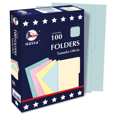 CIENTO DE FOLDERS TAMAÑO OFICIO COLOR AZUL CIELO MAPASA