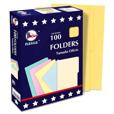 CIENTO DE FOLDERS TAMAÑO OFICIO COLOR AMARILLO MAPASA
