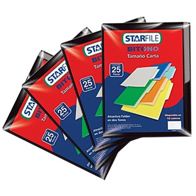 CIENTO DE FOLDERS TAMAÑO CARTA COLOR NEGRO STARFILE BITONO