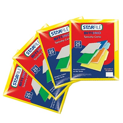 CIENTO DE FOLDERS TAMAÑO CARTA COLOR AMARILLO STARFILE BITONO