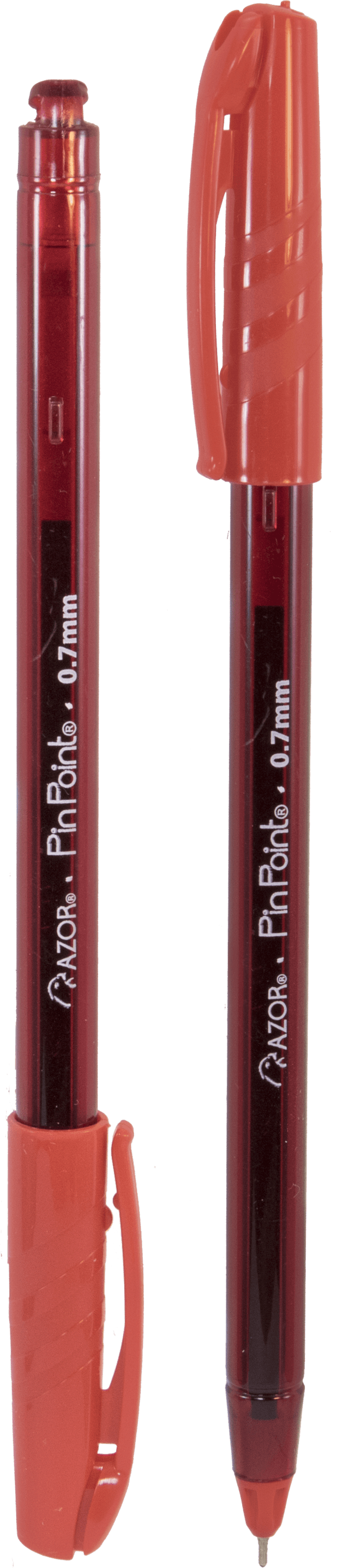 BOLIGRAFO PIN POINT P/FINO 0.7 MM CUERPO TRANSPARENTE TINTA COLOR ROJO MC. AZOR +
