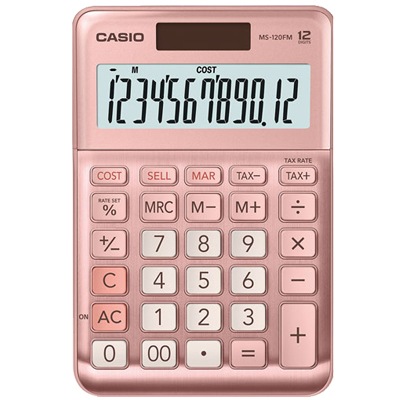 CALCULADORA 12 DIGITOS MOD. MS-120FM MC. CASIO COLOR ROSA