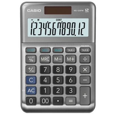CALCULADORA 12 DIGITOS MOD. MS-120FM MC. CASIO COLOR GRIS