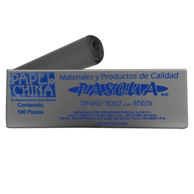 CIENTO DE PAPEL CHINA COLOR NEGRO DE 50 X 70 CMS PASCUA