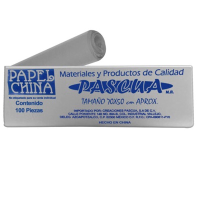 CIENTO DE PAPEL CHINA COLOR GRIS DE 50 X 70 CMS. PASCUA