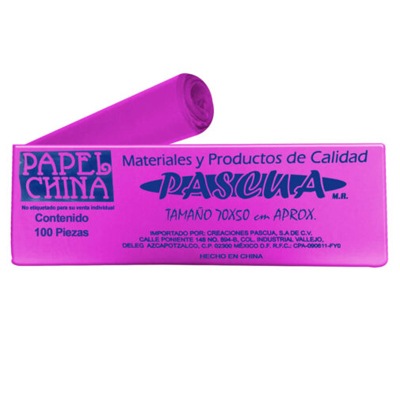 CIENTO DE PAPEL CHINA COLOR FUCSIA DE 50 X 70 CMS PASCUA