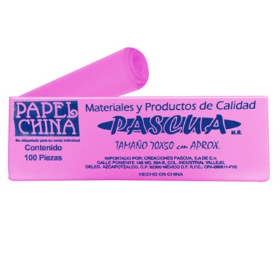 CIENTO DE PAPEL CHINA COLOR ROSA PASTEL DE 50 X 70 CMS. PASCUA