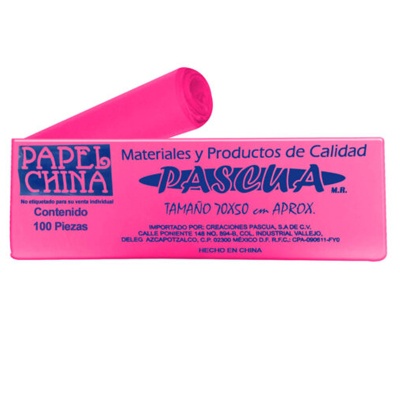 CIENTO PAPEL CHINA COLOR ROSA MEXICANO DE 50 X 70 CMS PASCUA