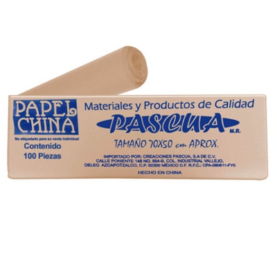 CIENTO DE PAPEL CHINA COLOR CARNE CLARO DE 50 X 70 CMS PASCUA