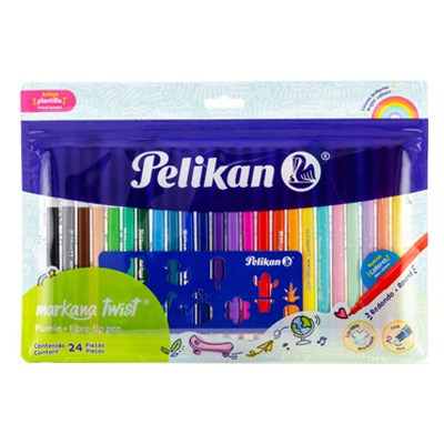 PLUMONES MARKANA TWIST CON 24 COLORES PELIKAN