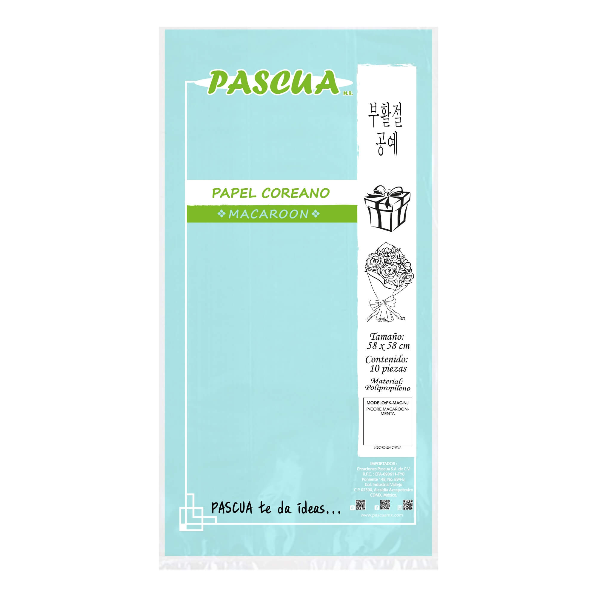 PAPEL COREANO MACAROON MC. PASCUA COLOR MENTA 2023