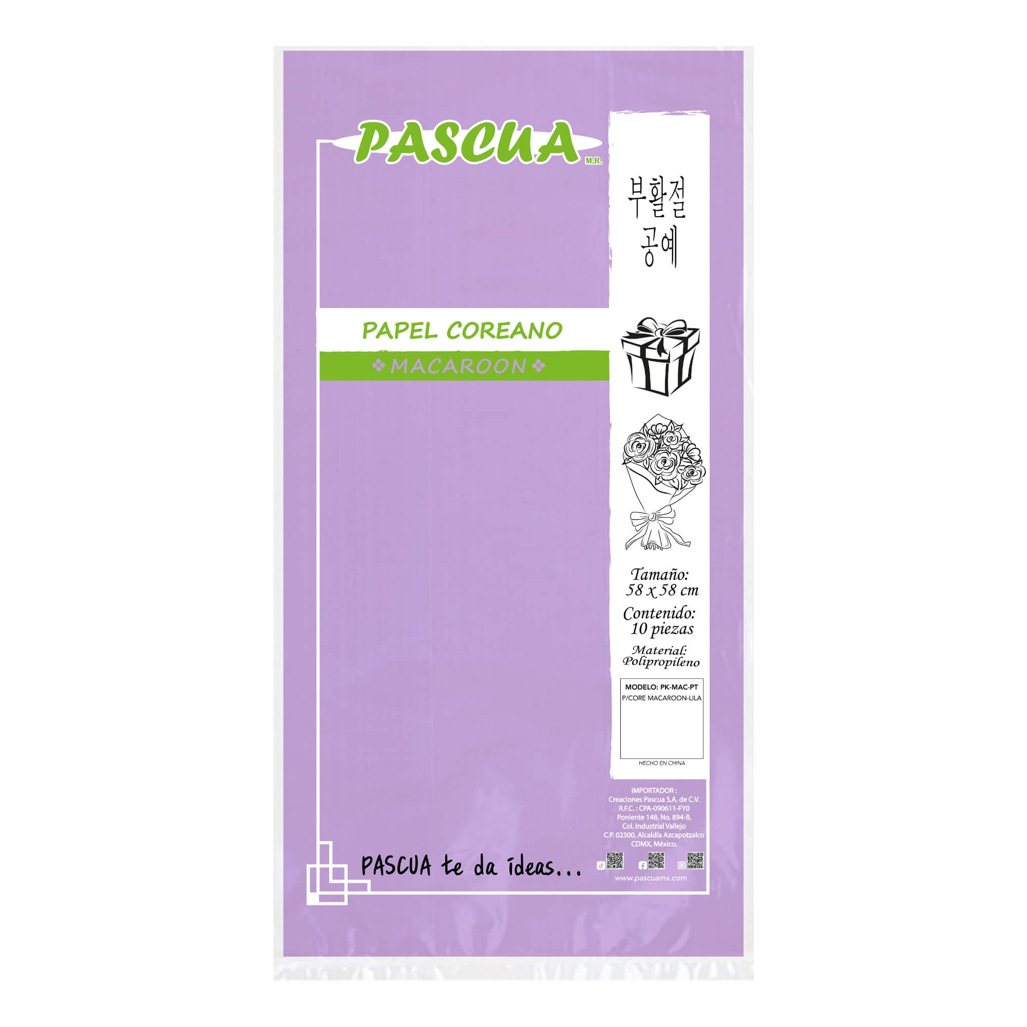 PAPEL COREANO MACAROON MC. PASCUA COLOR LILA 2023