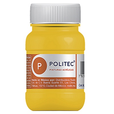 PINTURA ESCOLAR POLITEC DE 100 ML COLOR AMARILLO MEDIO (318)
