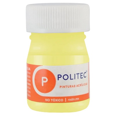 PINTURA ESCOLAR POLITEC DE 20 ML COLOR AMARILLO PASTEL (329)