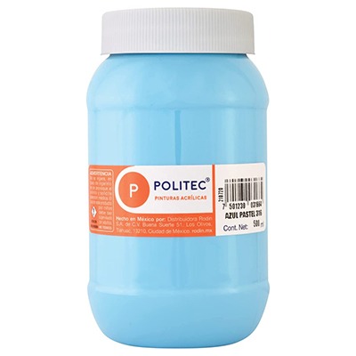 PINTURA ESCOLAR POLITEC DE 1 LITRO COLOR AZUL PASTEL (316)