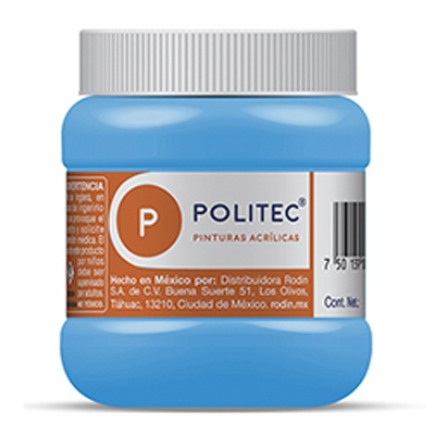 PINTURA ESCOLAR POLITEC 250 ML COLOR AZUL PASTEL (316)