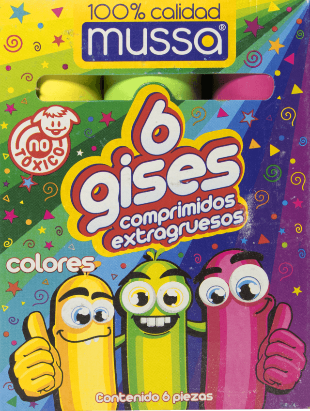 CAJA CON 6 GISES DE COLOR COMPRIMIDOS EXTRAGRUESOS MC. MUSSA