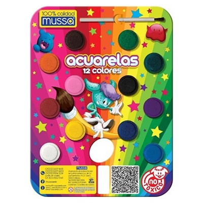ACUARELA ESCOLAR CON 12 COLORES MUSSA