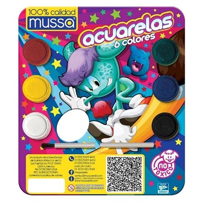 ACUARELA ESCOLAR CON 6 COLORES MUSSA