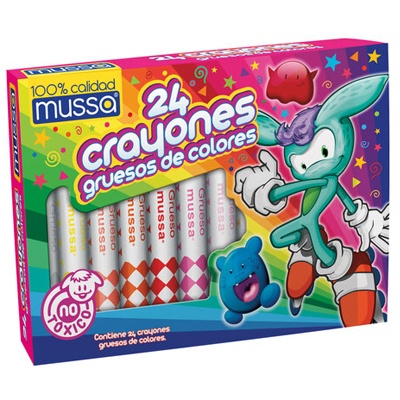 CAJA CON 24 CRAYONES ELEFANTE EXTRAGRUESOS MUSSA