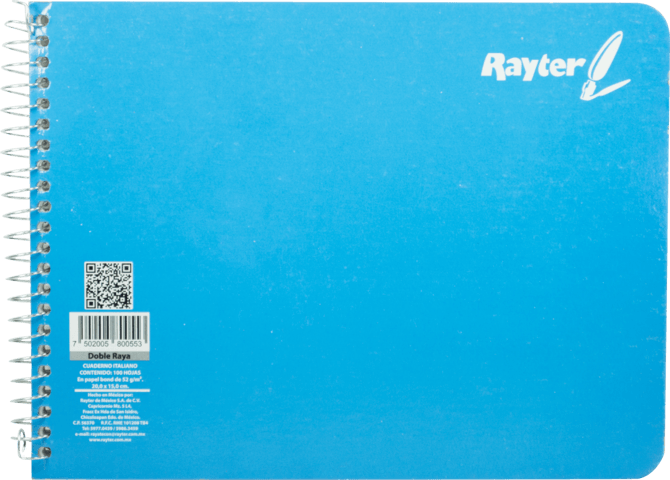 CUADERNO ITALIANO CON ESPIRAL DE RAYAS CON 100 HOJAS RAYTER