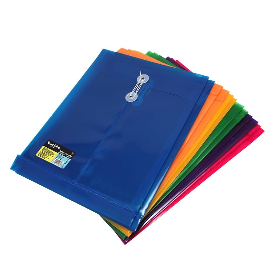 SOBRE D/PLASTICO T/CARTA VERT. C/HILO MOD.115A4VN MC. BARRILITO