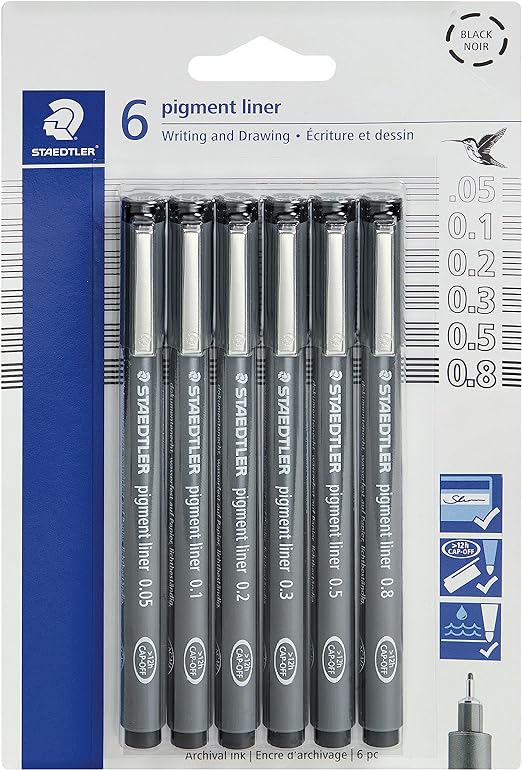 ESTILOGRAFO PIGMENT LINER 0.5MM ESTUCHE C/6 PIEZAS STAEDTLER 2023