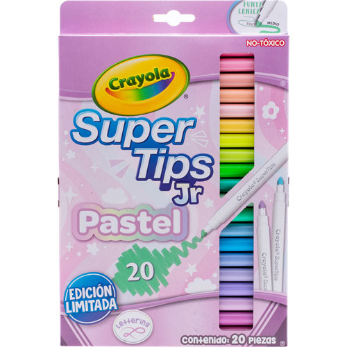PLUMONES SUPER TIPS ESTUCHE C/20 PIEZAS 58-9021 MC. CRAYOLA COLOR PASTEL 2025