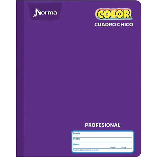 CUADERNO PROFESIONAL COSIDO DE CUADRO 7MM CON 100 HOJAS NORMA COLOR