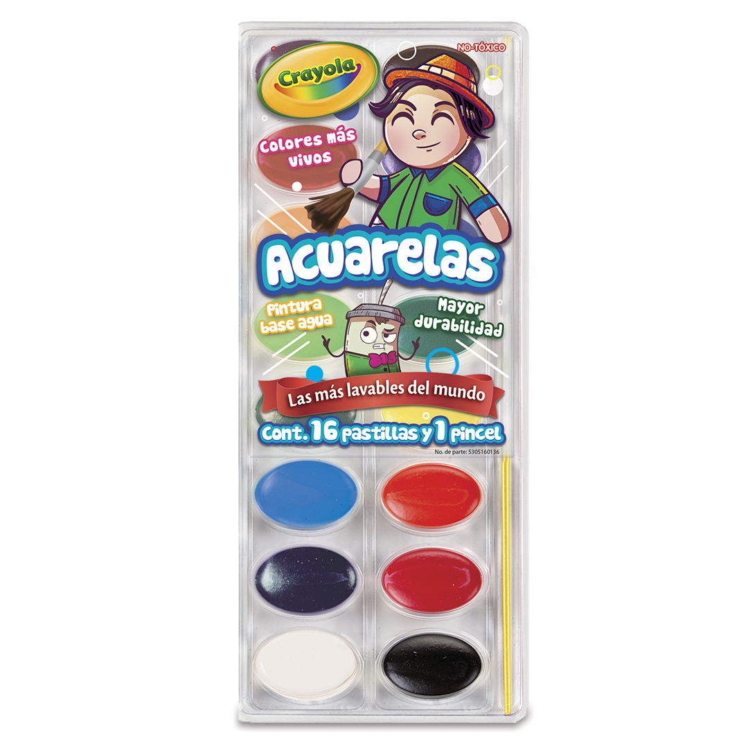 ACUARELA LAVABLE CON 16 COLORES CRAYOLA