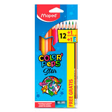 COLORES C/12 PIEZAS LARGOS COLOR´PEPS + 1 LAPIZ + 1 SACAPUNTAS MOD. 832023MC. MAPED