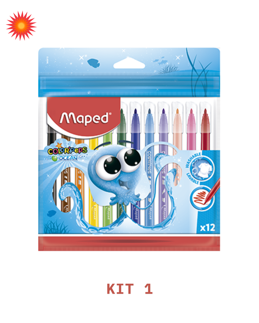 PLUMONES COLOR PEPS OCEAN CON 12 PIEZAS MAPED