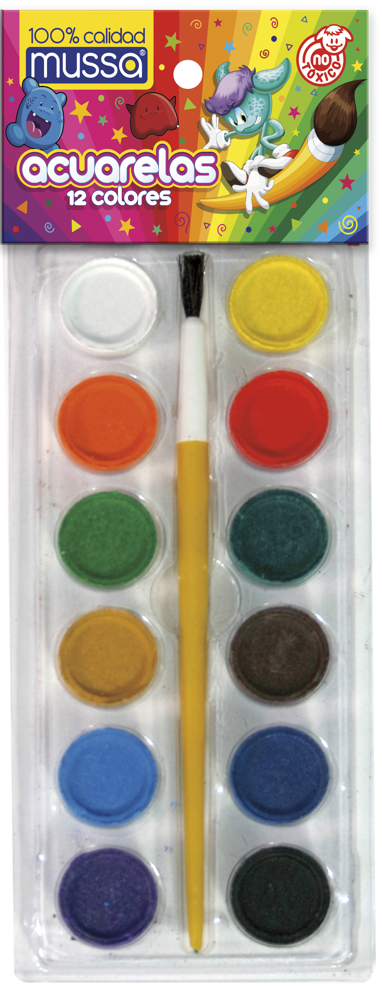 ACUARELA EN BLISTER CON 12 COLORES MUSSA