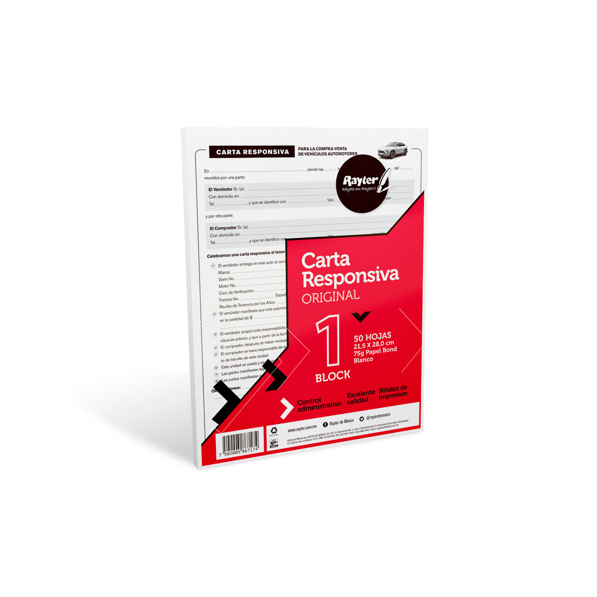 CARTA RESPONSIVA T/CARTA CON 50 HOJAS MC. RAYTER
