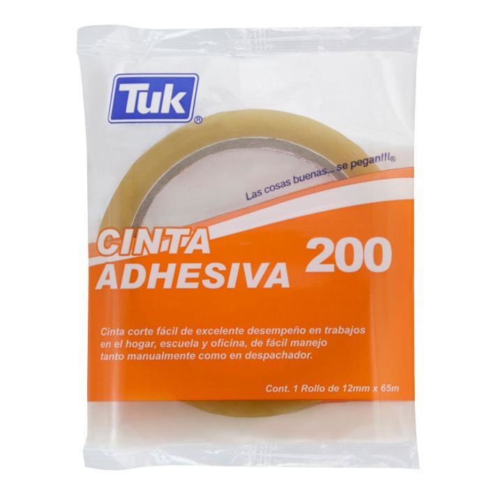 CINTA ADHESIVA TRANSPARENTE MOD. 200 12 MM X 65 MTS. MC. TUK